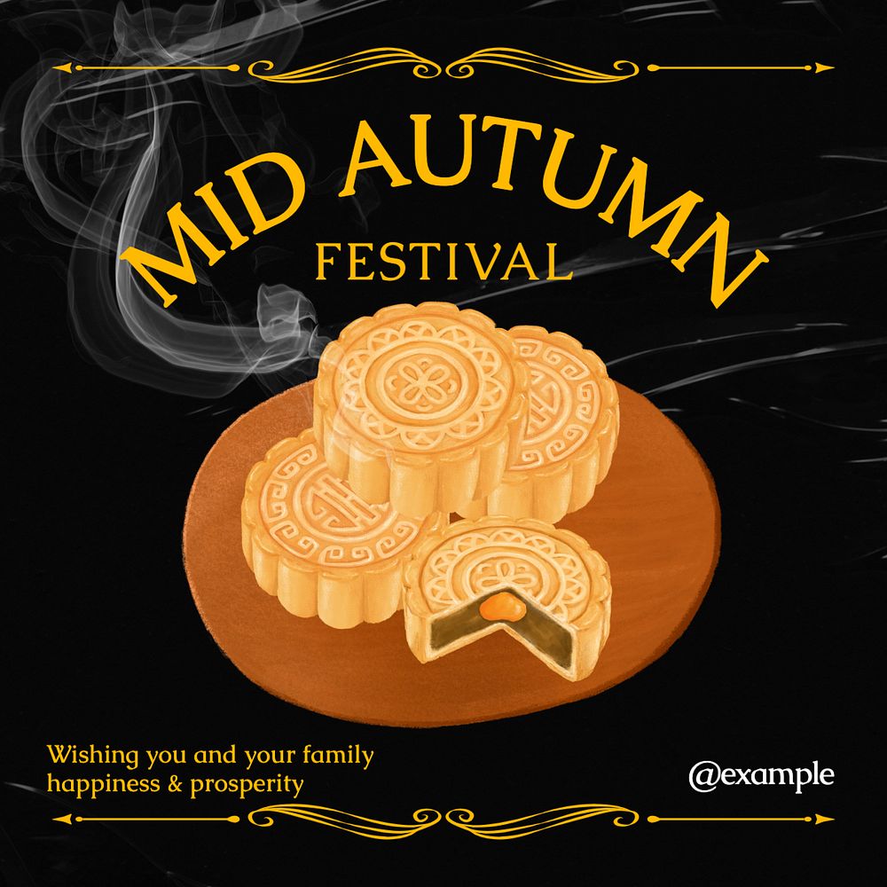 Mid Autumn festival Instagram post template, editable text