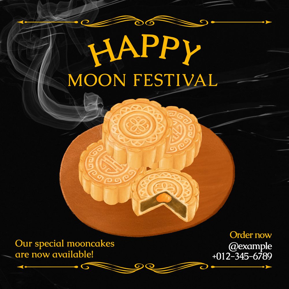 Moon festival Instagram post template, editable text