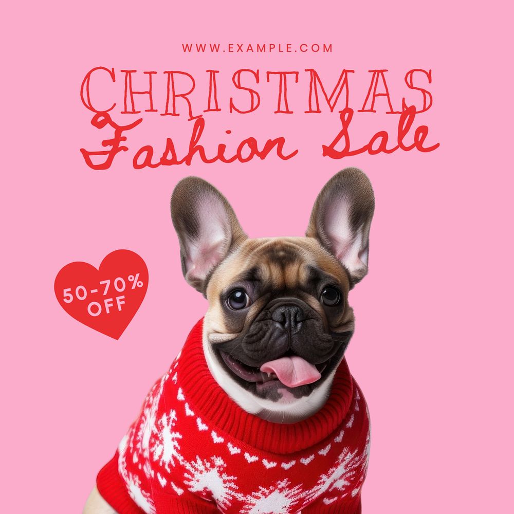 Christmas fashion sale Instagram post template, editable text