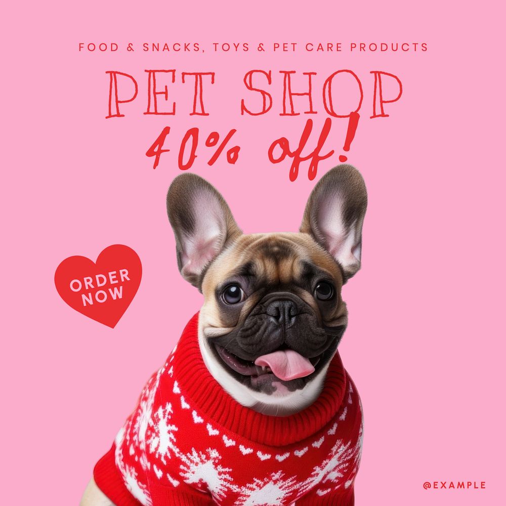 Pet shop Instagram post template, editable text