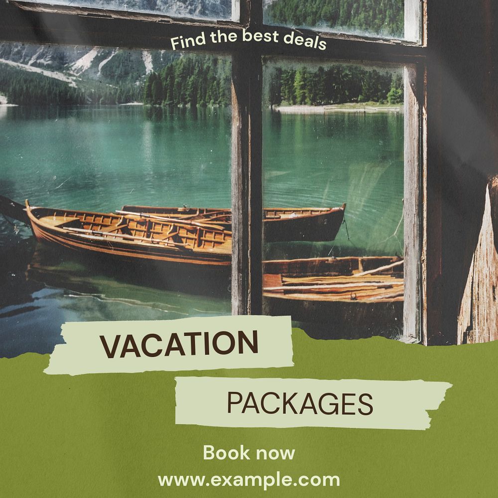 Vacation packages Instagram post template, editable text