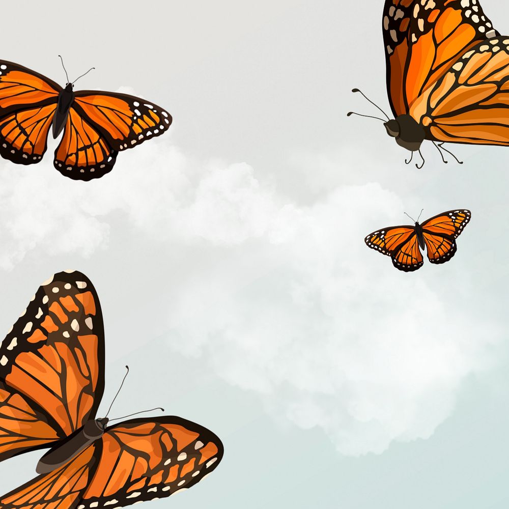 Editable butterfly sky background design