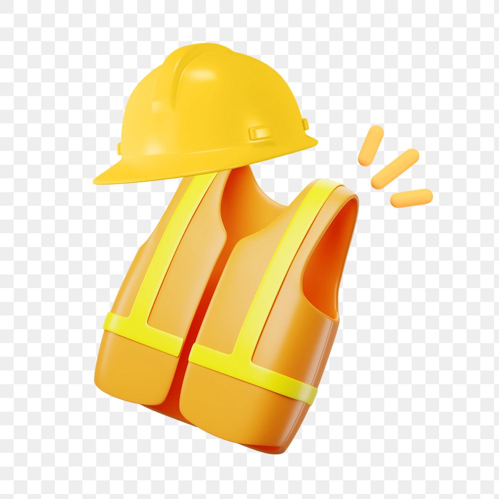 3D safety vest helmet, element editable illustration