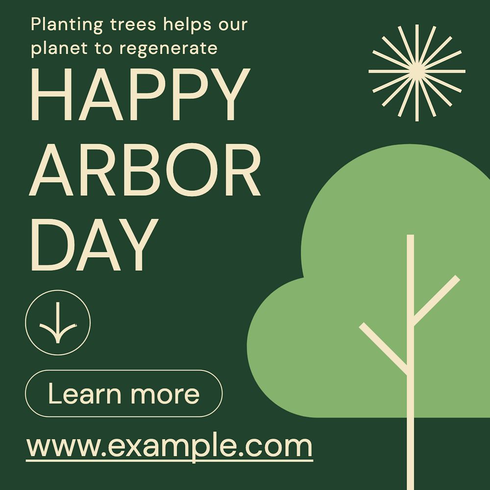 Happy arbor day Instagram post template, editable text