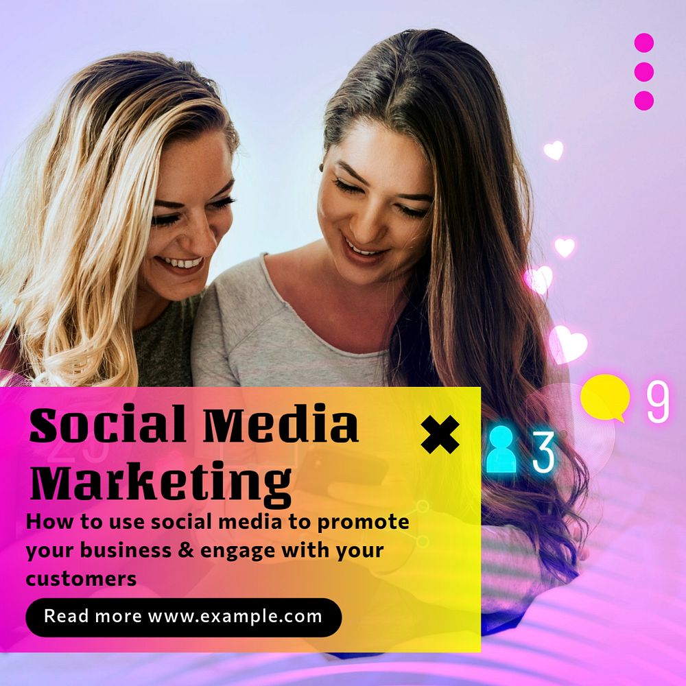 Social media marketing Instagram post template, editable text