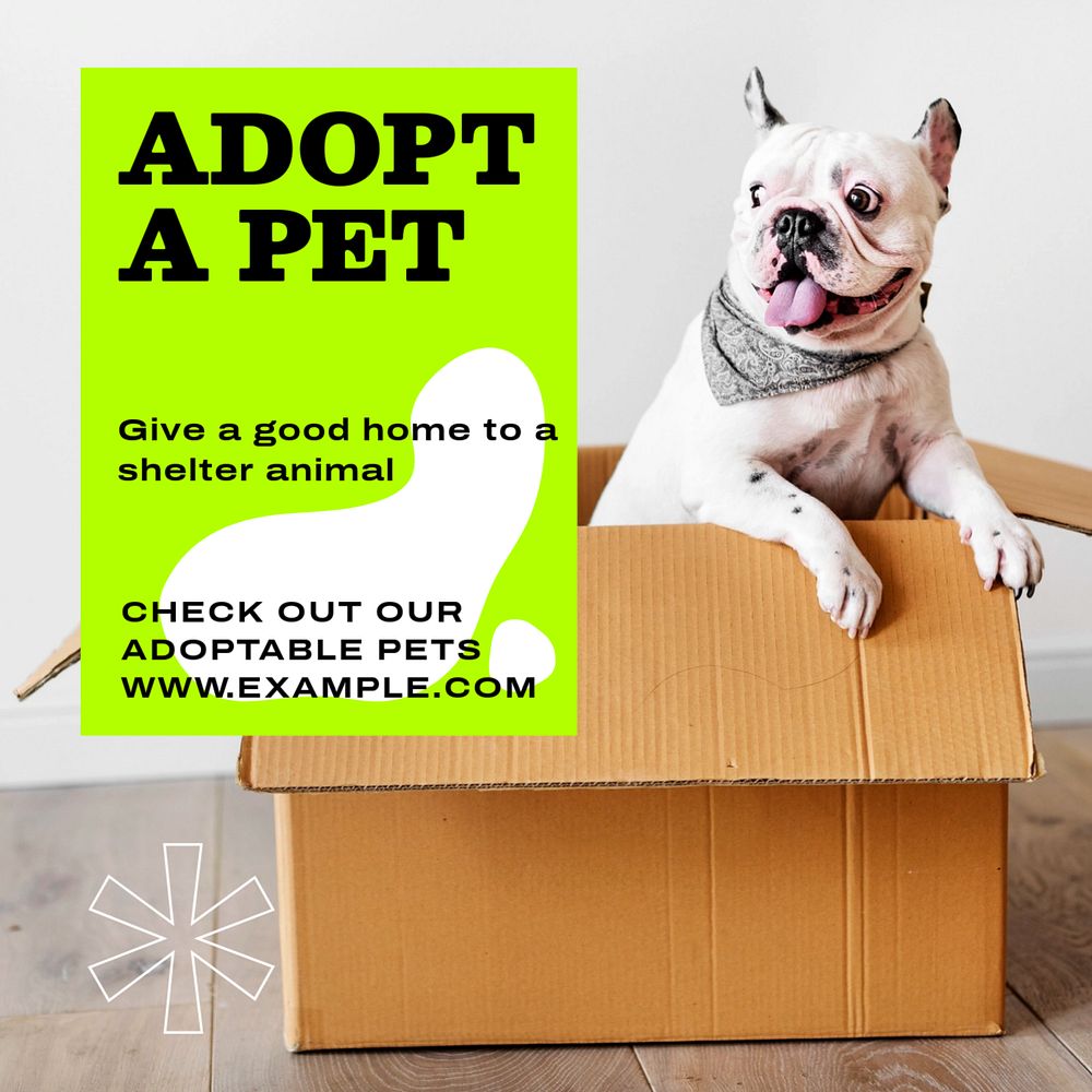 Adopt a pet Instagram post template, editable text