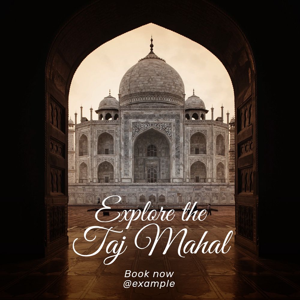 Taj Mahal Instagram post template, editable text