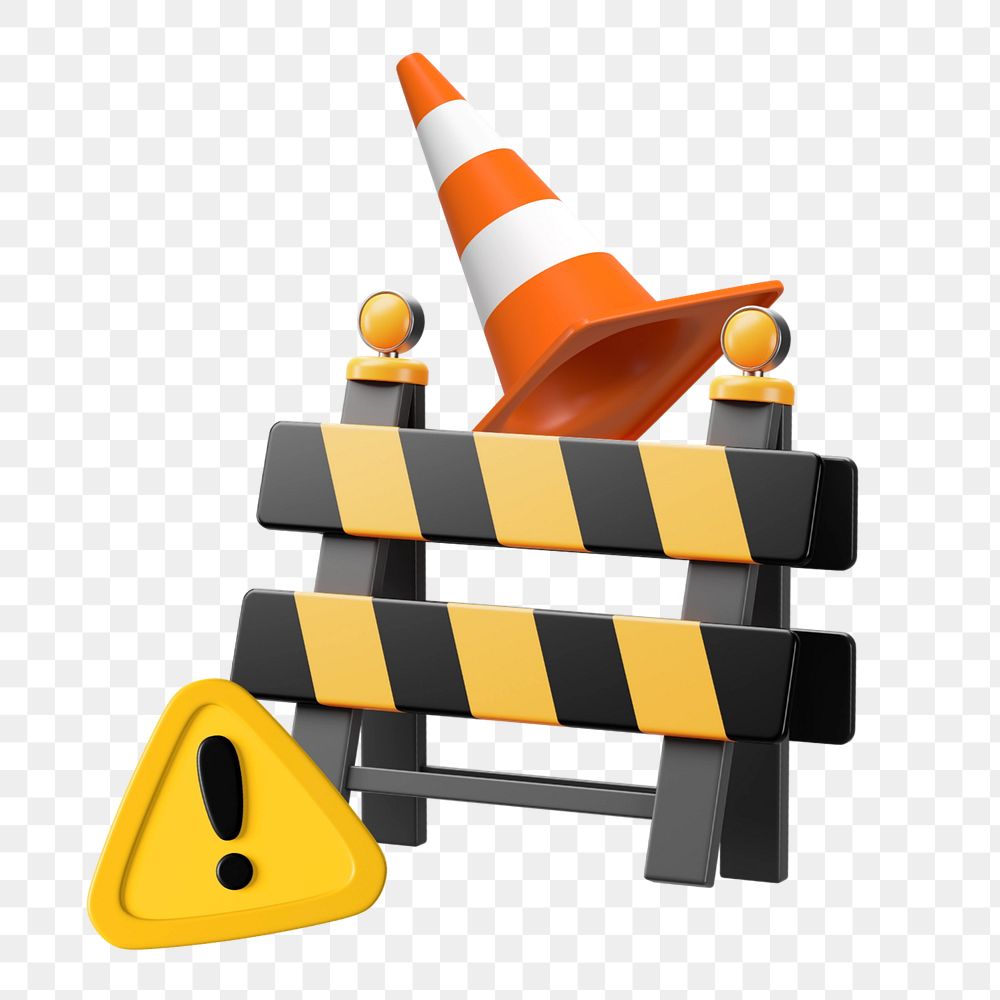 3D road block barricade, element editable illustration