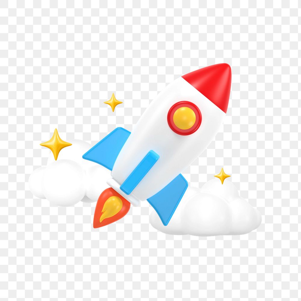 3D launching rocket, element editable illustration