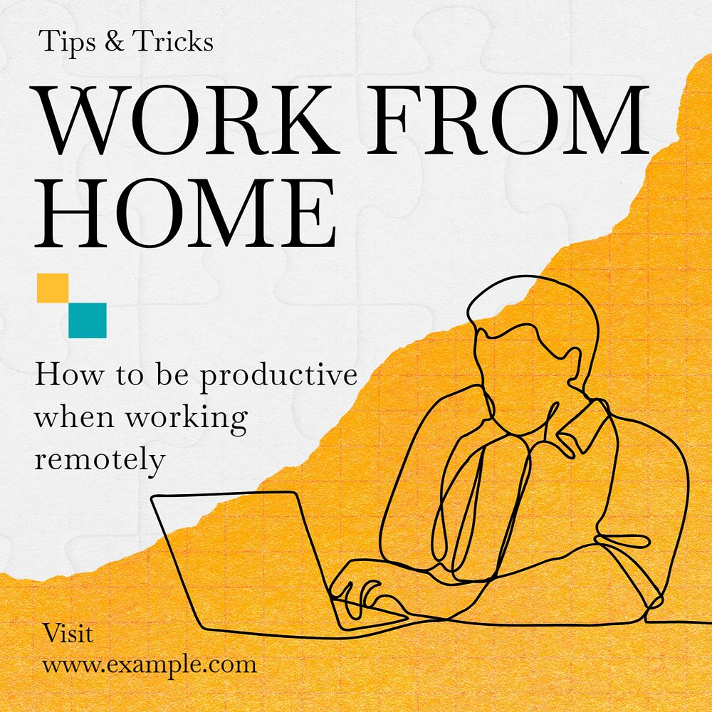 Work from home Instagram post template, editable text