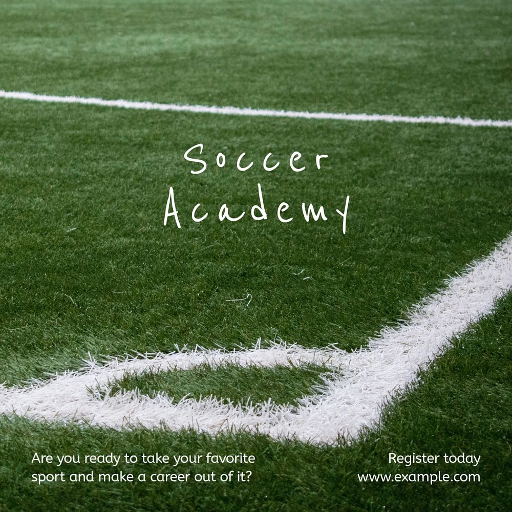 Soccer academy Facebook post template, editable design