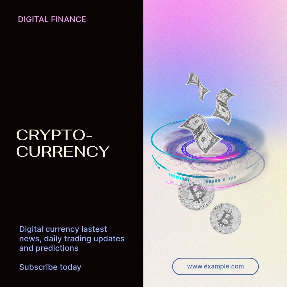 Crypto currency Instagram post template, editable text