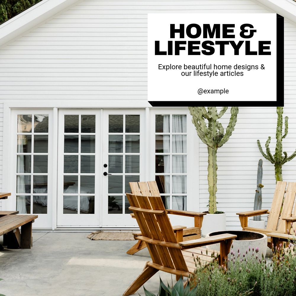 Home & lifestyle Instagram post template, editable text