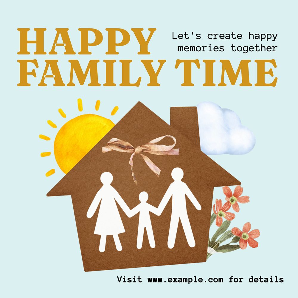 Happy family time Instagram post template, editable text