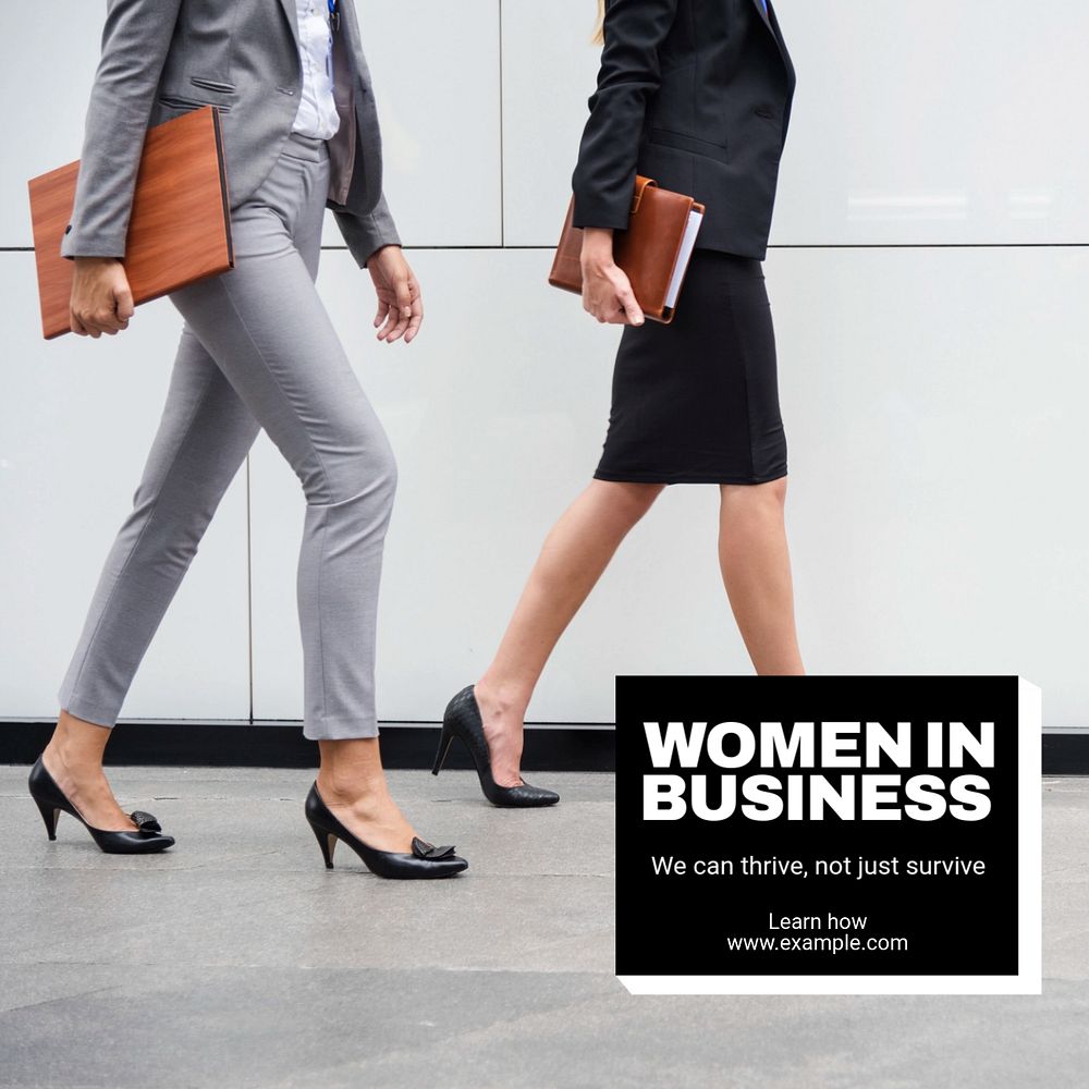 Women in business  Instagram post template, editable text