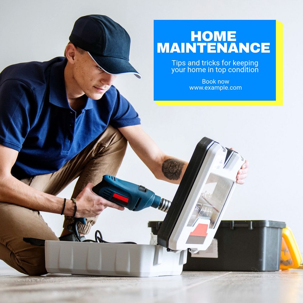 Home maintenance Instagram post template, editable text