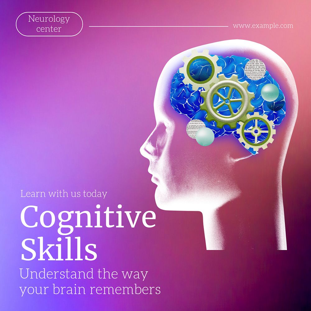 Cognitive skills Instagram post template, editable text