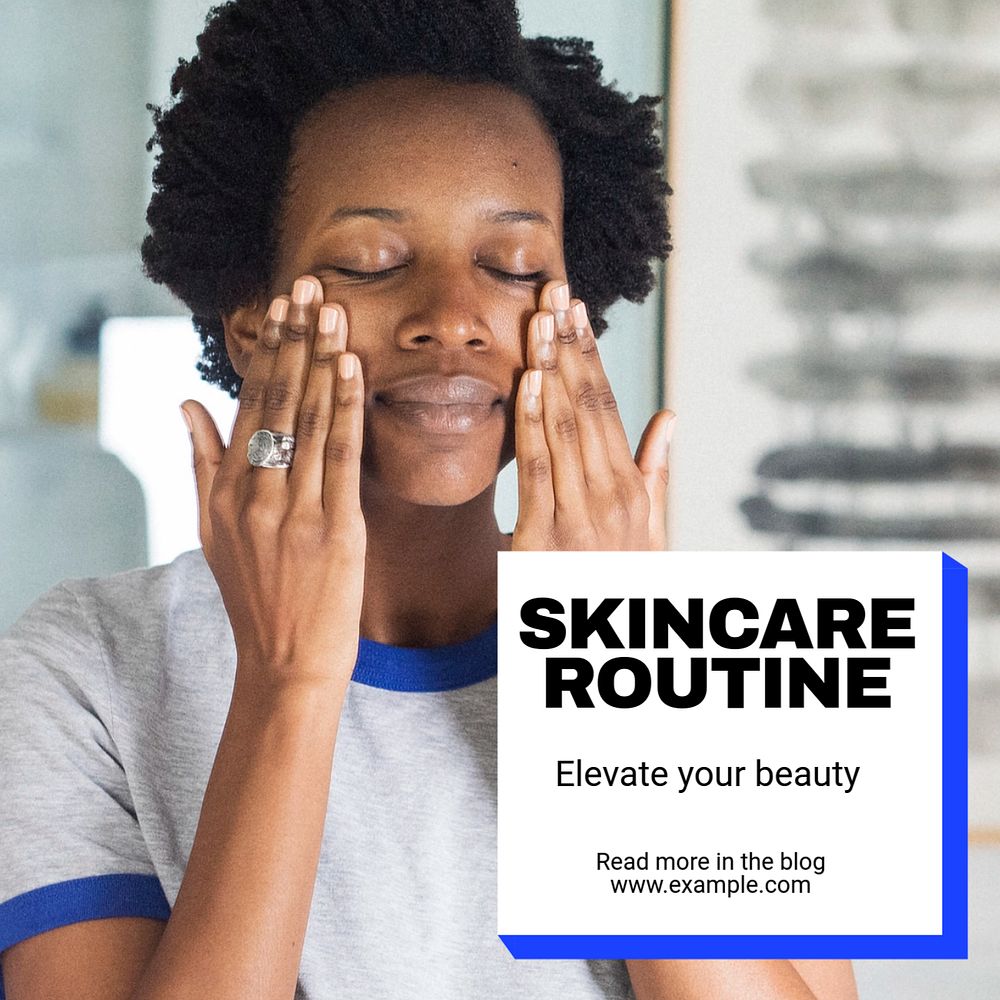 Skincare routine Instagram post template, editable text