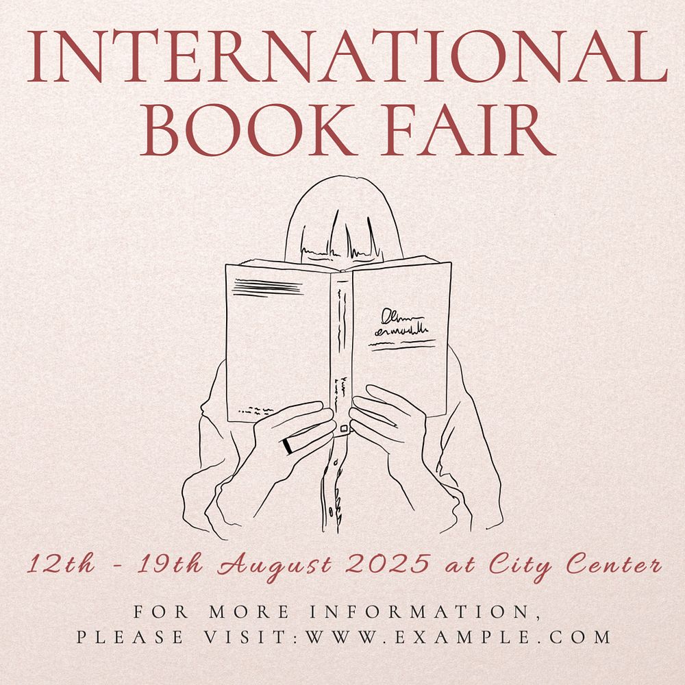 International book fair Instagram post template, editable text