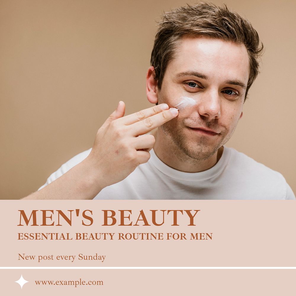 Men's beauty Instagram post template, editable text