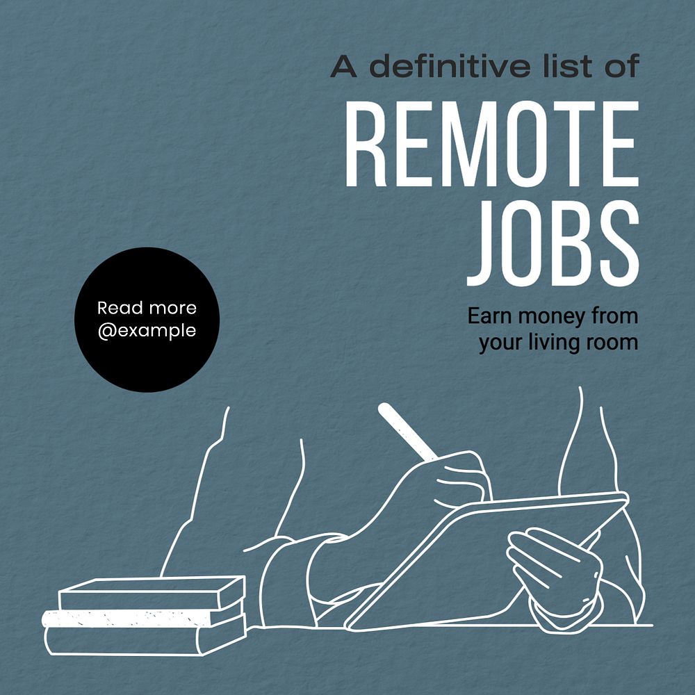 Remote jobs Instagram post template, editable text