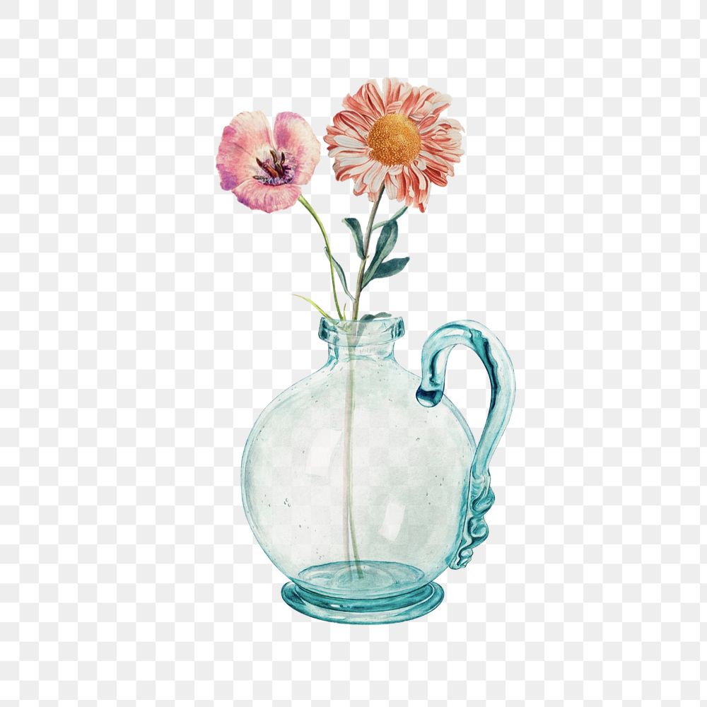 Watercolor flower vase png element, editable remix design