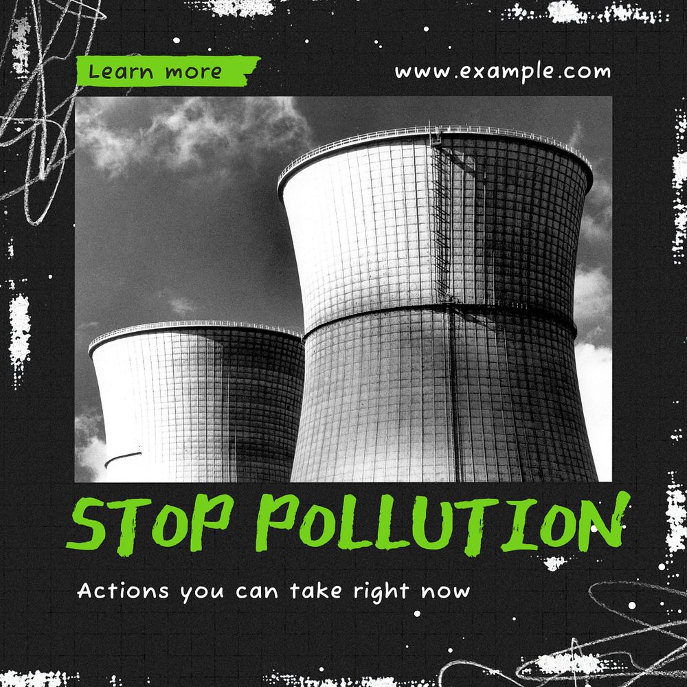 Stop pollution Instagram post template, editable text