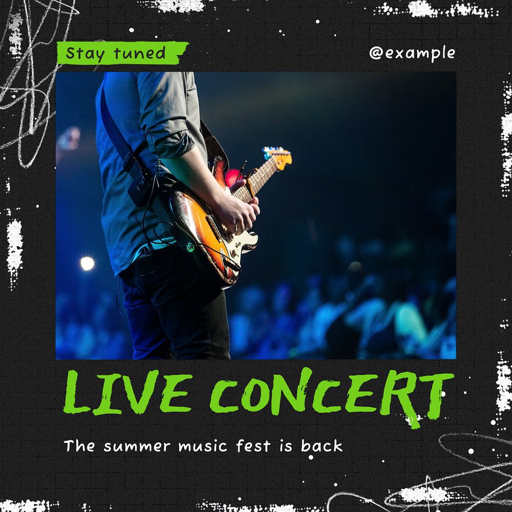 Live concert  Instagram post template, editable text