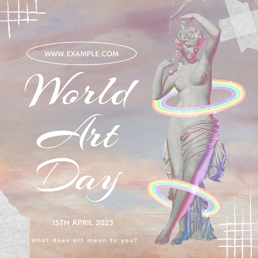 World art day Instagram post template, editable text