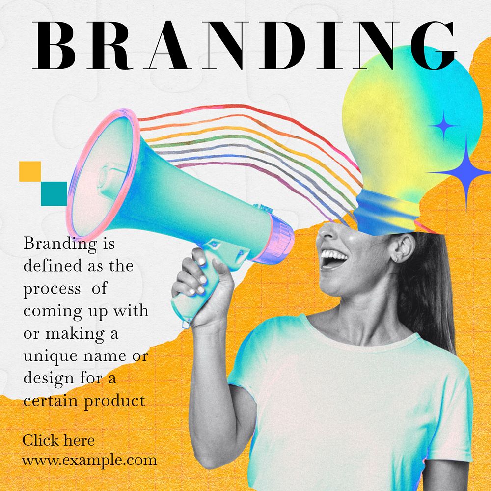 Branding Instagram post template, editable text