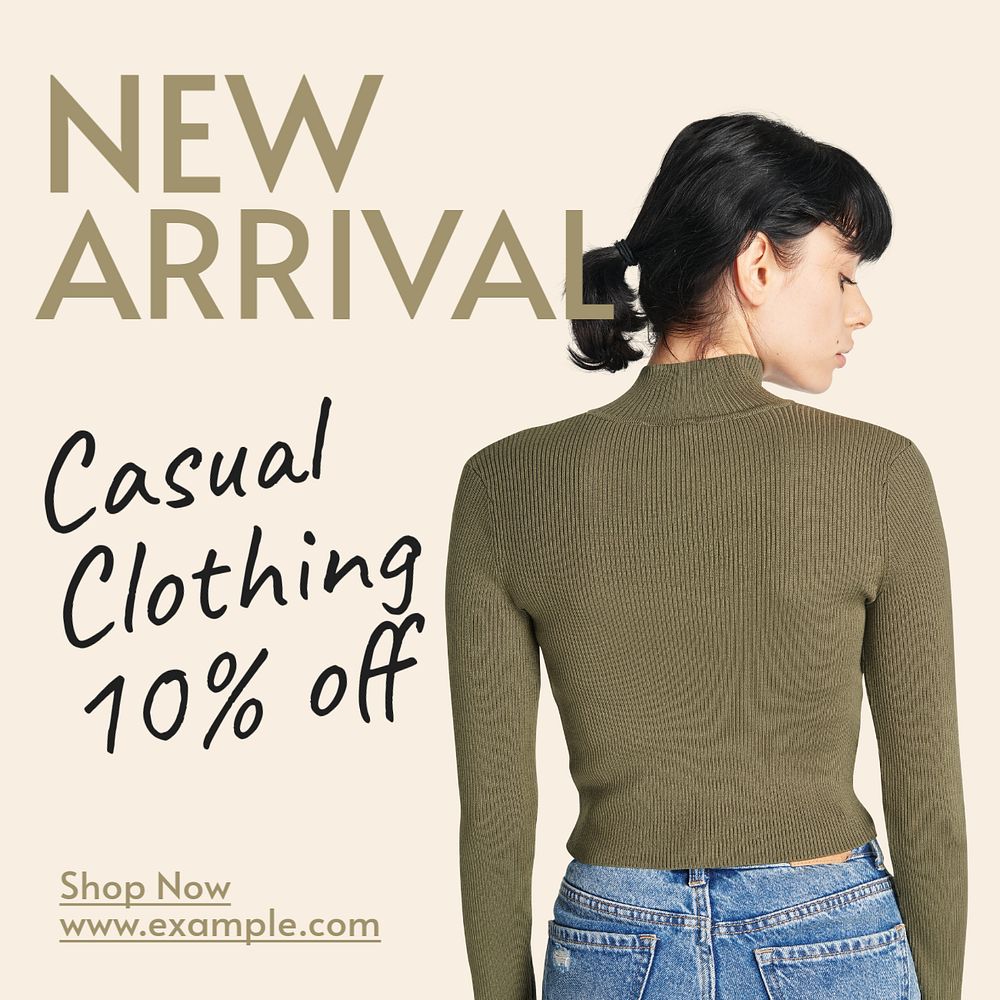 Casual clothing Instagram post template, editable text