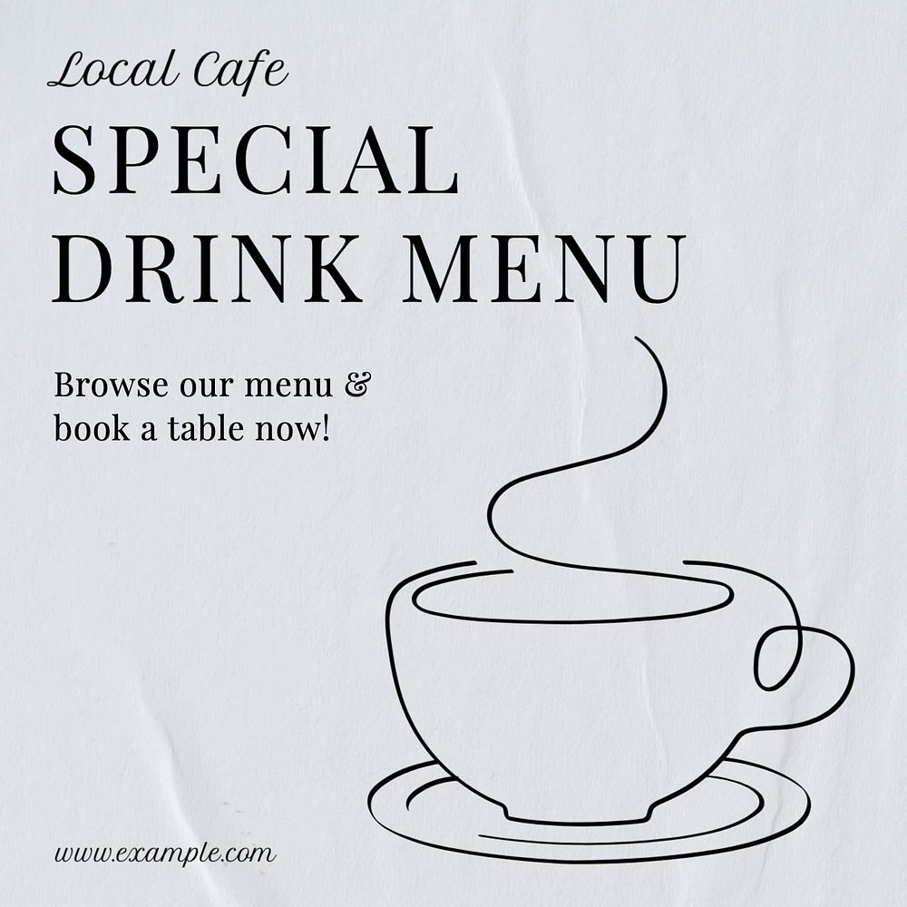 Special drink menu Instagram post template, editable text