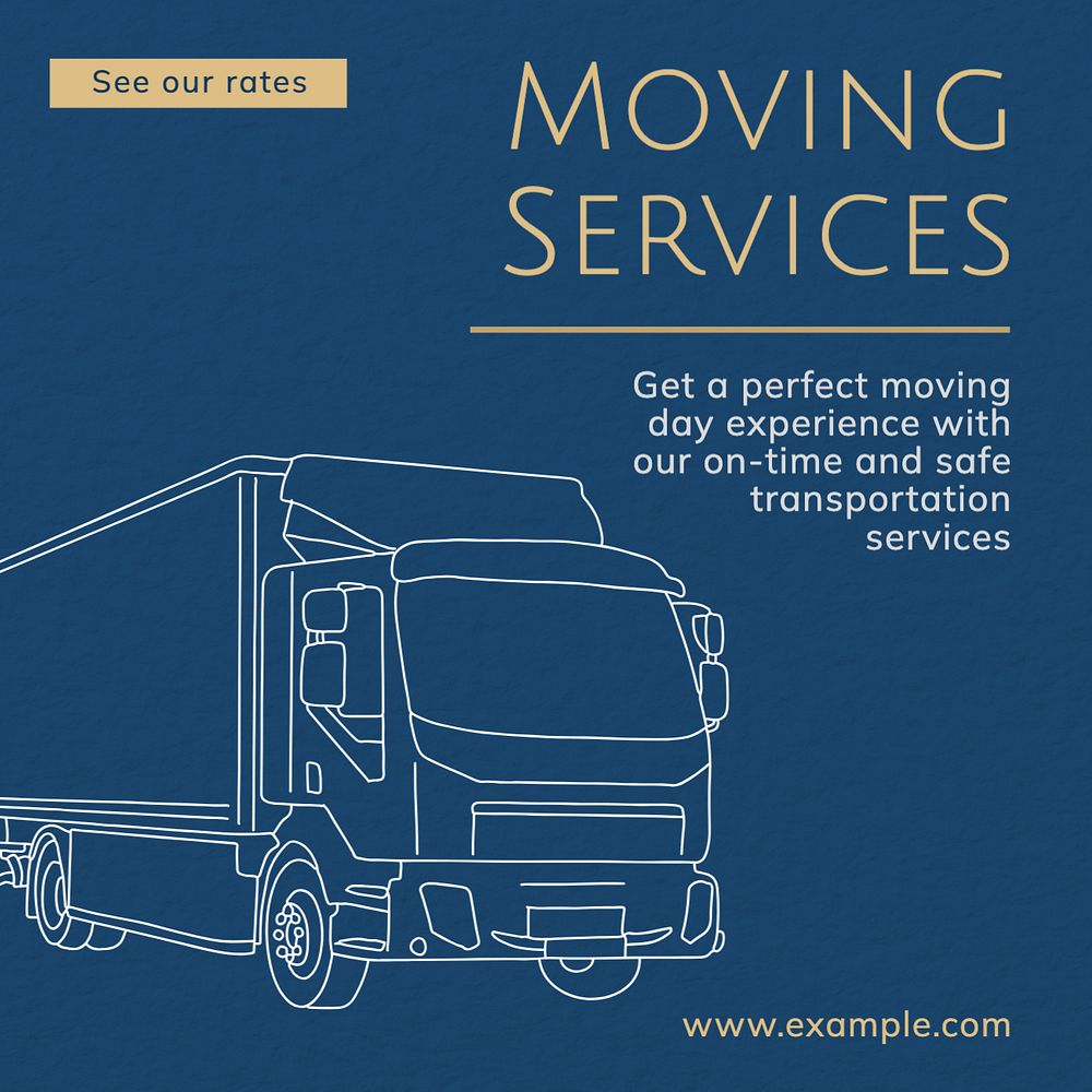 Moving services Instagram post template, editable text