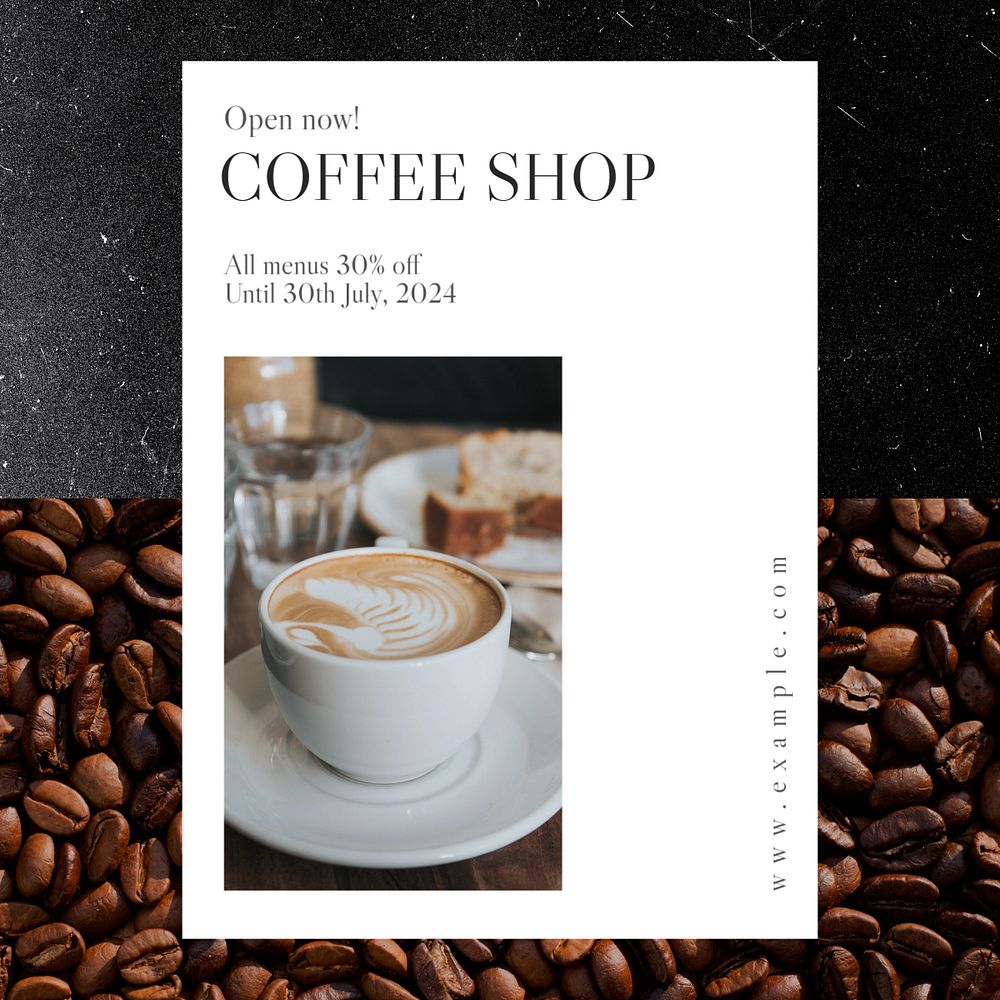 Coffee shop Instagram post template, editable text