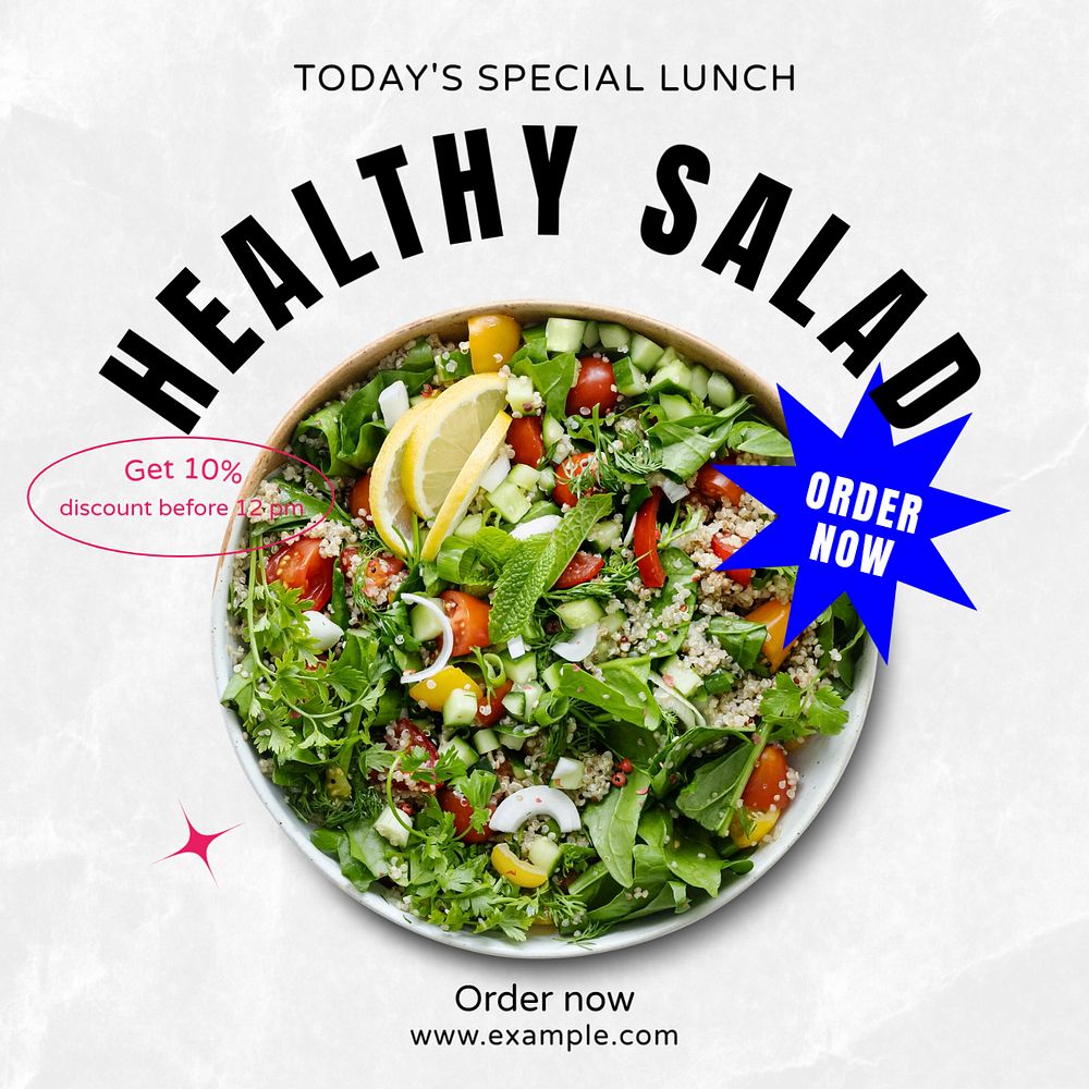 Healthy salad Instagram post template, editable text