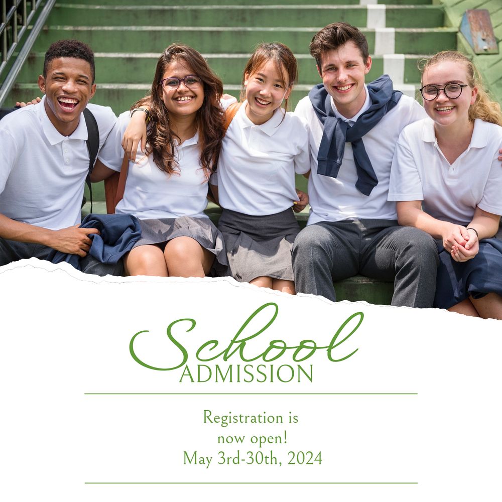 School admission Instagram post template, editable text