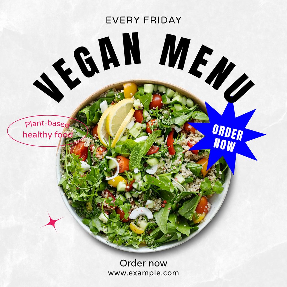 Vegan menu Instagram post template, editable text