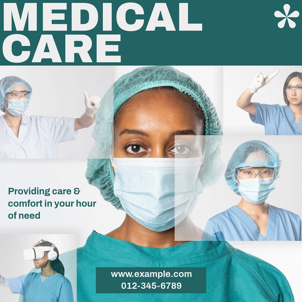 Medical care Instagram post template, editable text