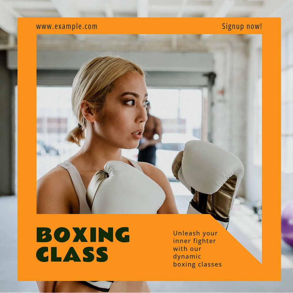 Boxing class Instagram post template, editable text