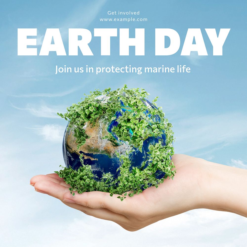 Earth day Instagram post template, editable text