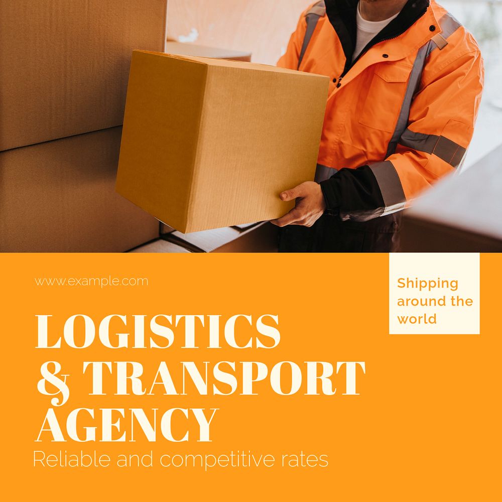 Logistic & transport Instagram post template, editable text