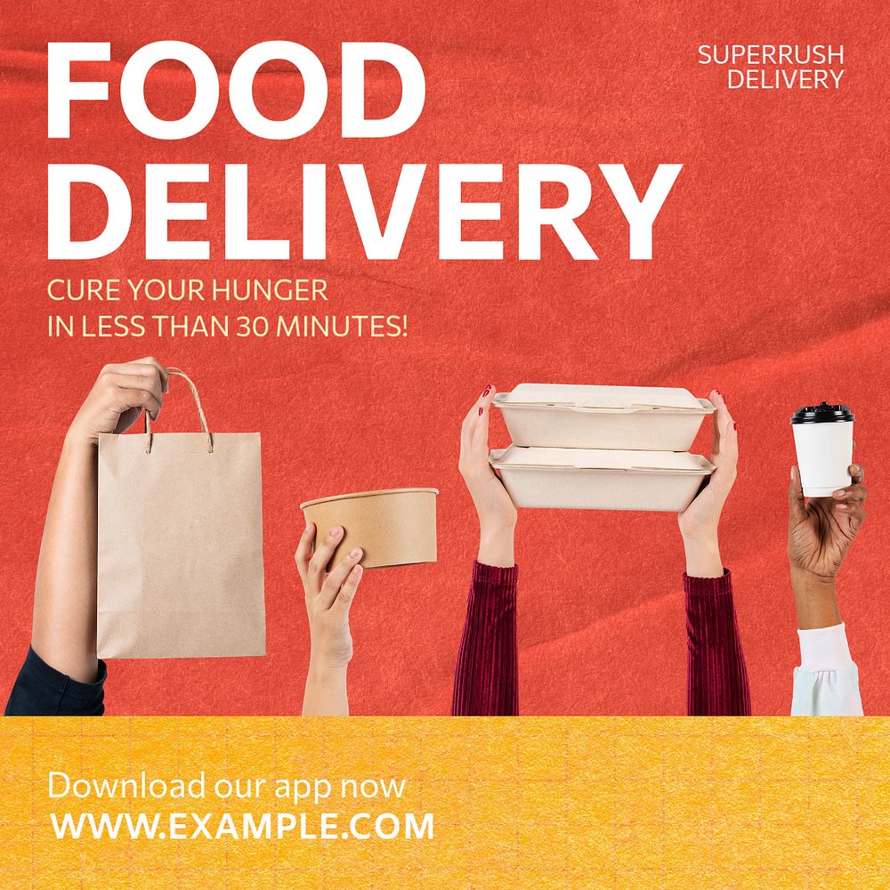 Food delivery Facebook post template, editable design