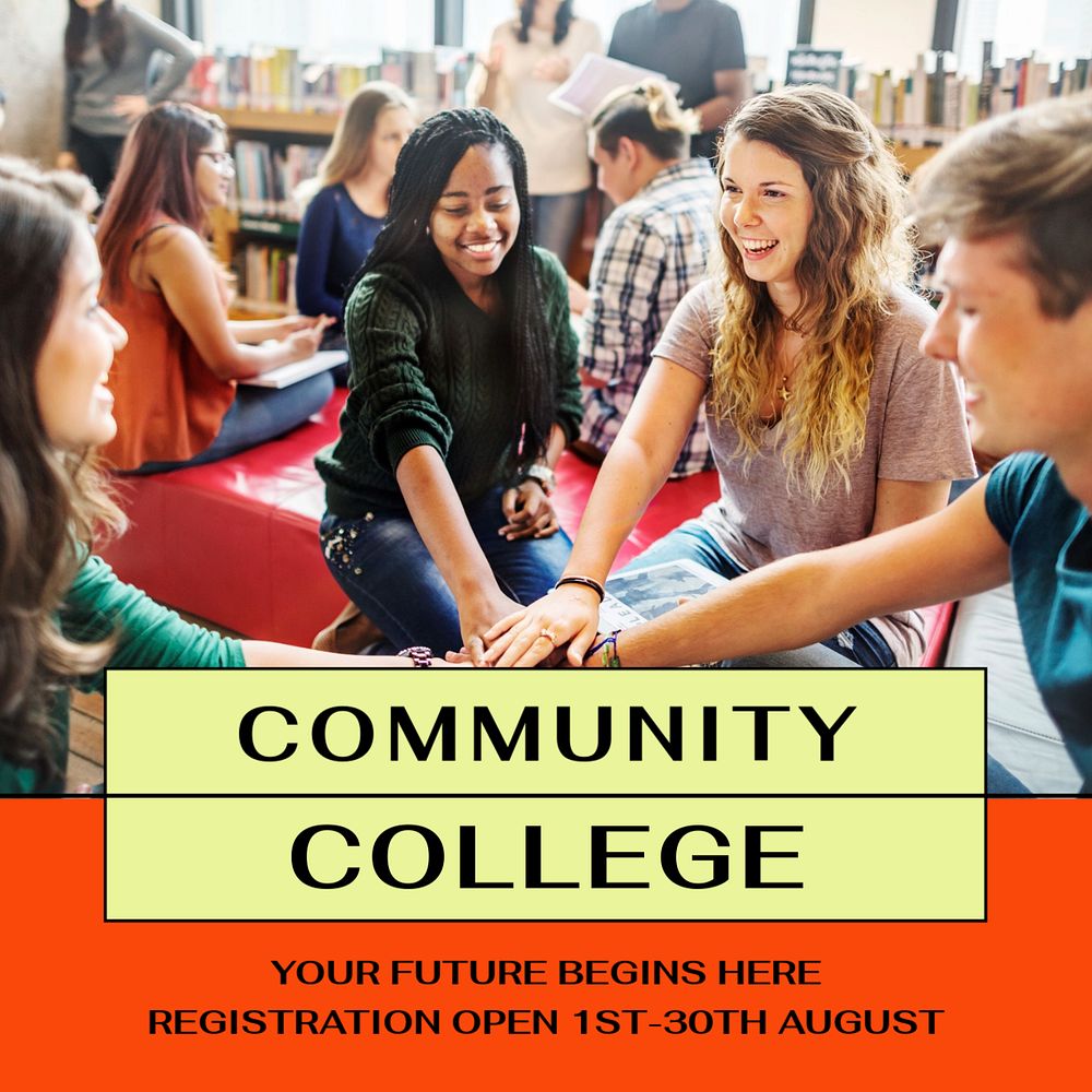 Community college Instagram post template, editable text