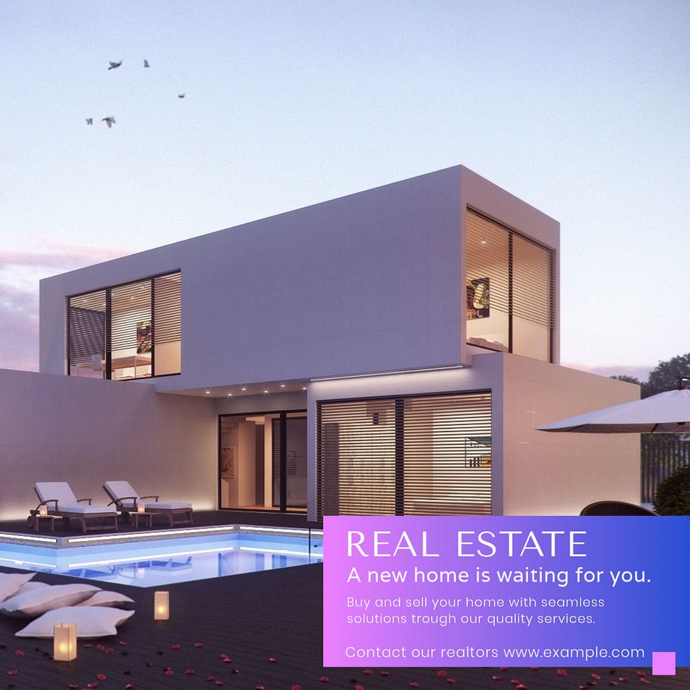 Real estate Facebook post template, editable design