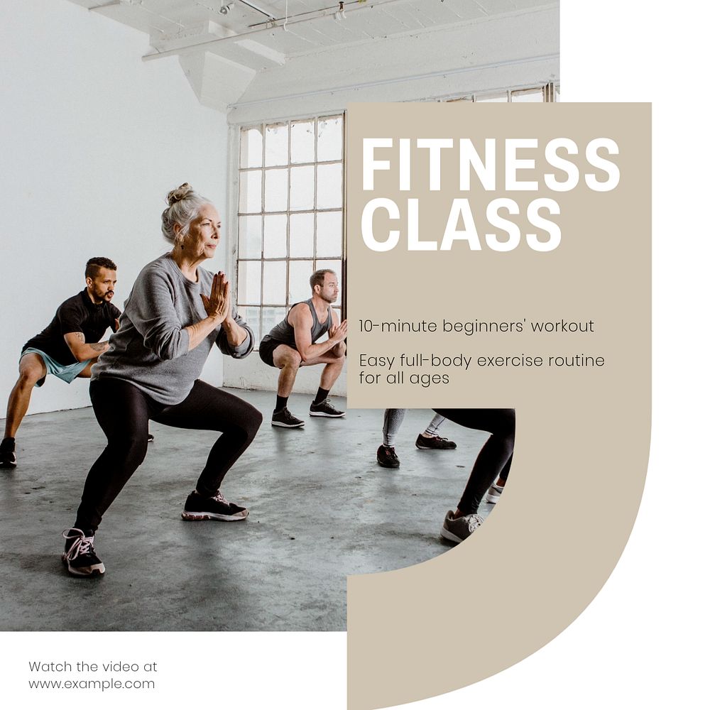 Fitness class Instagram post template, editable text