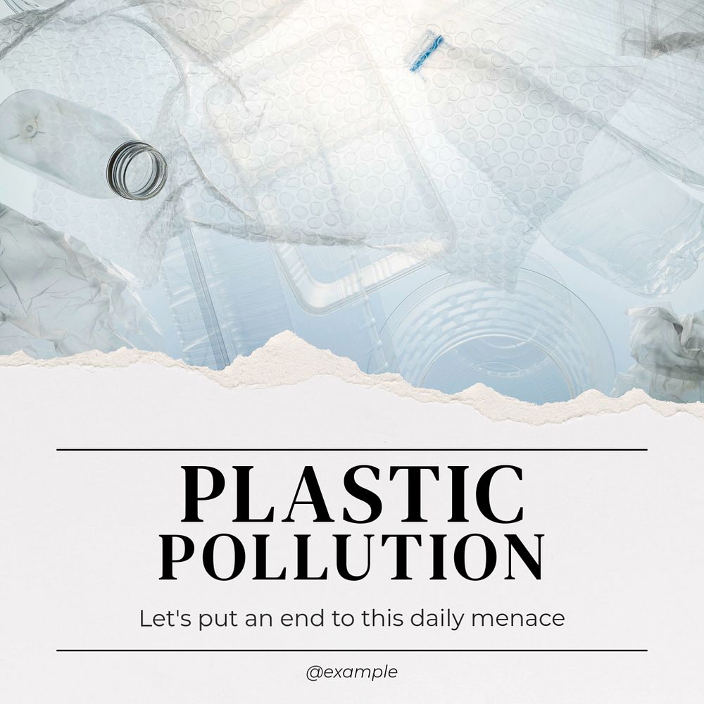 Plastic pollution Instagram post template, editable text 