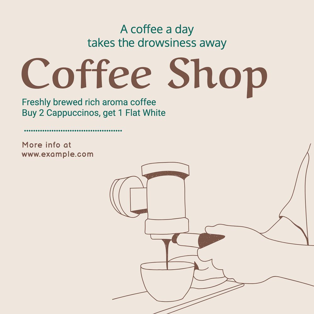 Coffee shop Instagram post template, editable text