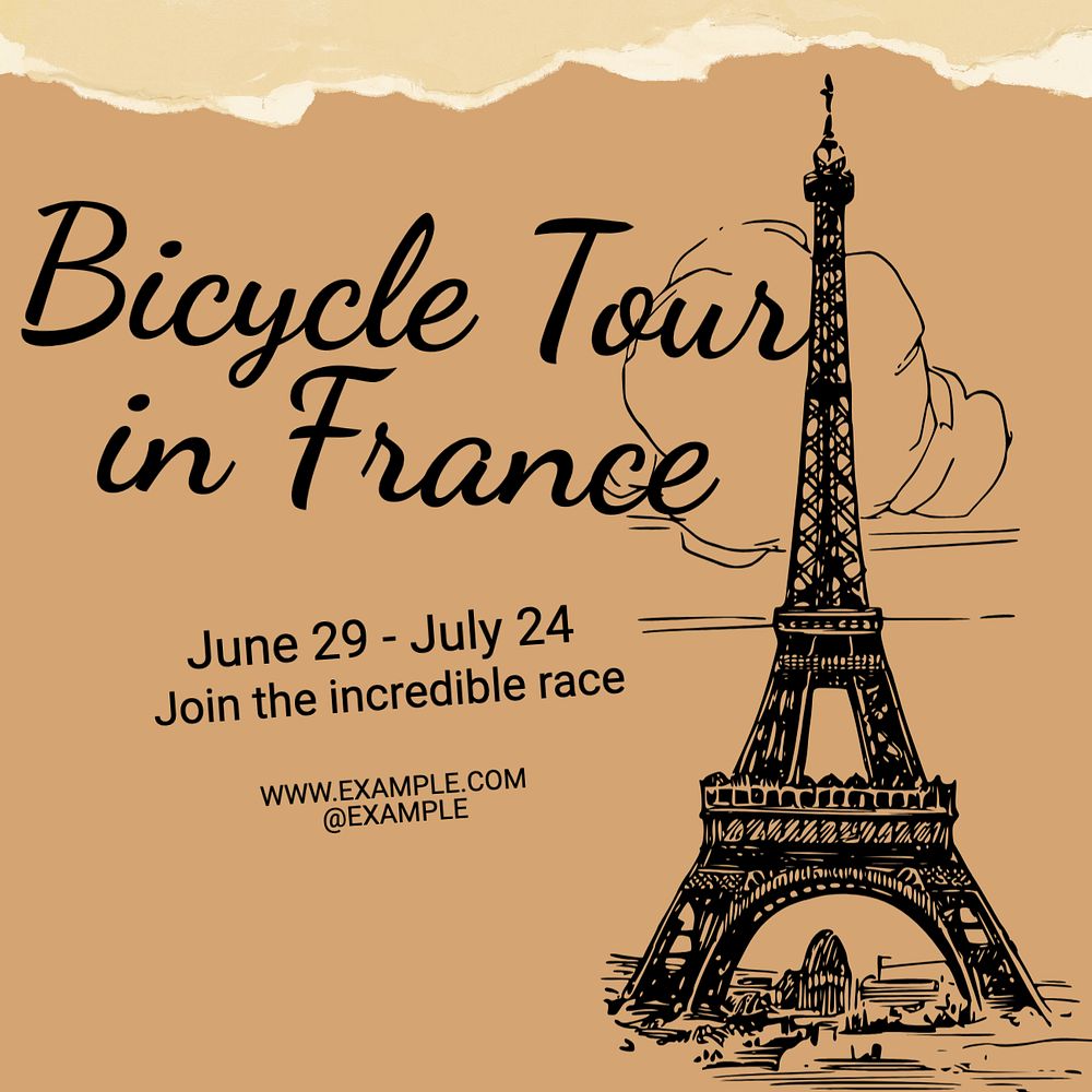 Tour de France Instagram post template, editable text