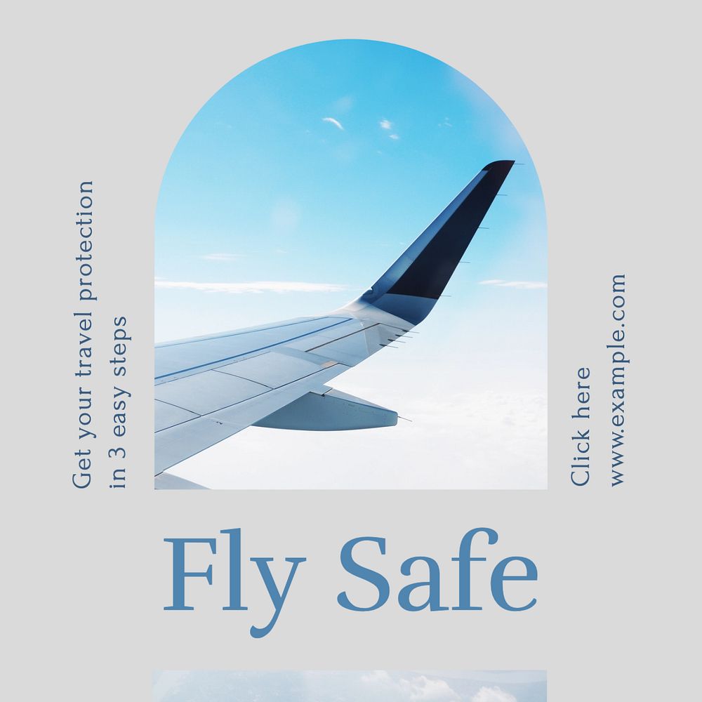 Travel insurance Instagram post template, editable text