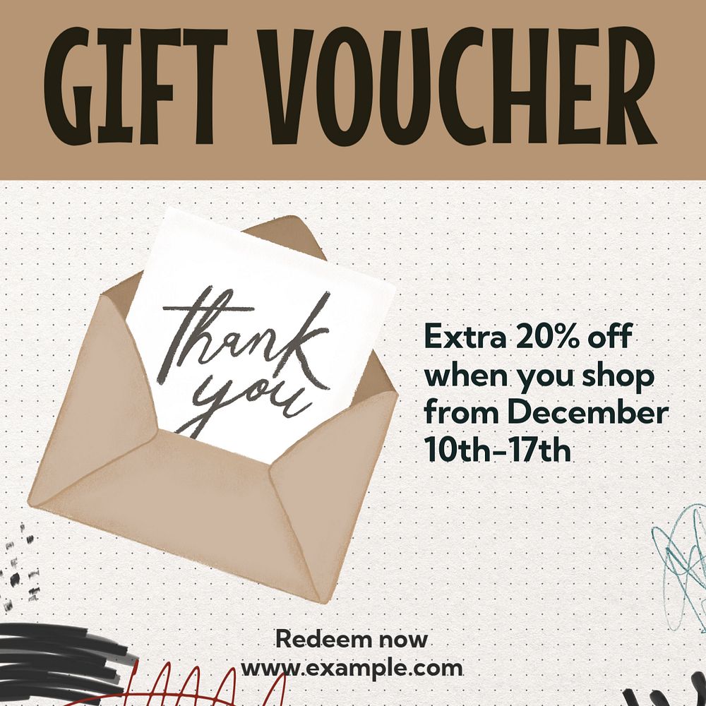 Gift voucher Instagram post template, editable text